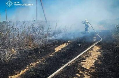 Пожежа пожнивних залишків і чагарників у приватному дворі в Олександрівці
