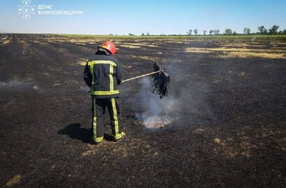 Пожежа пожнивних залишків і чагарників у приватному дворі в Олександрівці