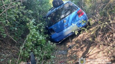 Автомобіль Volkswagen Golf після з’їзду в кювет на Миколаївщині