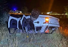 Перекинутий позашляховик Land Rover Range Rover після смертельної ДТП поблизу Коблевого
