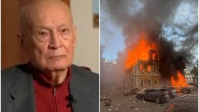 Володимир Горбулін; будівля НАНУ після російського удару.