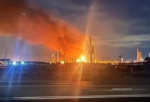 Пожежа на території Ільського НПЗ після удару Сил оборони України