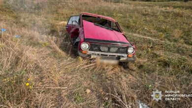 Наслідки перекидання автомобіля поблизу Новогригорівки на Миколаївщині