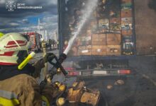 Рятувальники ліквідовують пожежу причепа вантажного автомобіля на Миколаївщині