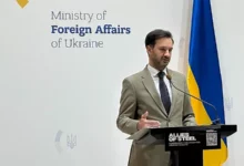 Речник МЗС України Георгій Тихий під час пресконференції в Києві