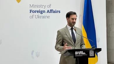 Речник МЗС України Георгій Тихий під час пресконференції в Києві