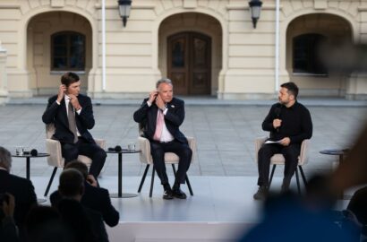 Володимир Зеленський, Стів Віткофф і Джаред Кушнер під час переговорів у Києві