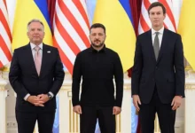 Володимир Зеленський, Стів Віткофф і Джаред Кушнер під час переговорів у Києві