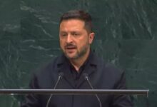 Володимир Зеленський під час виступу на Генеральній асамблеї ООН у Нью-Йорку