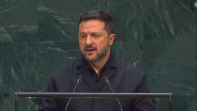 Володимир Зеленський під час виступу на Генеральній асамблеї ООН у Нью-Йорку