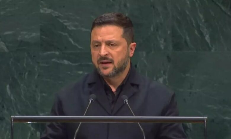 Володимир Зеленський під час виступу на Генеральній асамблеї ООН у Нью-Йорку