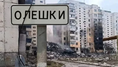Вихід родини з дитиною з окупованих Олешок пішки