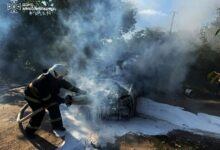 Гасіння пожежі на Миколаївщині після російської атаки