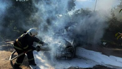 Гасіння пожежі на Миколаївщині після російської атаки