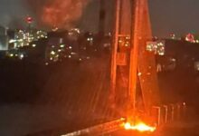Південний міст у Києві, який повторно атакували російські безпілотники