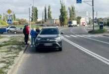 Місце ДТП за участю кросовера Toyota Rav 4 та пішохідки в Миколаєві