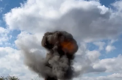 Ворожа міна, виявлена на польовій дорозі поблизу Снігурівки