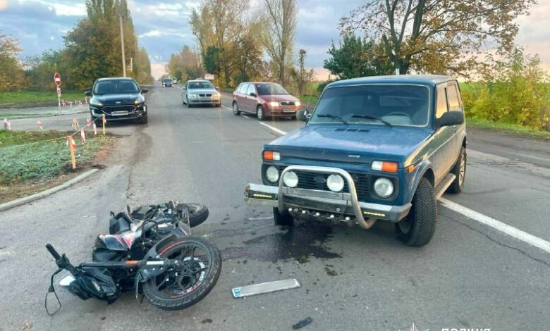 ДТП за участю автомобіля ВАЗ 212140 та мотоцикла Bajaj B97 у Первомайську