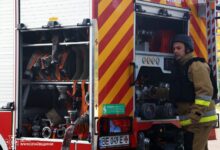 Гасіння пожежі на вантажному терміналі в Миколаєві після атаки безпілотників